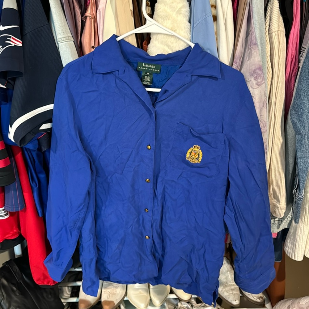 beautiful royal blue vintage ralph lauren collared shirt